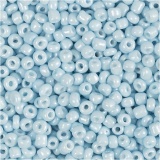 Rocailleperlen, D 3 mm, Größe 8/0 , Lochgröße 0,6-1,0 mm, Hellblau, 25 g/ 1 Pck