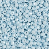 Rocailleperlen, D 3 mm, Größe 8/0, Lochgröße 0,6-1,0 mm, Hellblau, 25 g/ 1 Pck