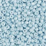 Rocailles-Perlen, D 3 mm, Größe 8/0, Lochgröße 0,6-1,0 mm, Hellblau, 25 g/ 1 Pck