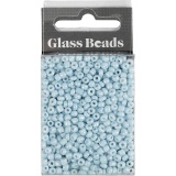 Rocailleperlen, D 3 mm, Größe 8/0, Lochgröße 0,6-1,0 mm, Hellblau, 25 g/ 1 Pck