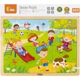 VIGA Holzpuzzle Jahreszeiten, Frühjahr, Größe 30x22,5 cm, 24 Stücke, 1 Stk