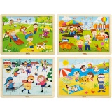 VIGA Laubsäge-Puzzle aus Holz, Saisonales, Größe 22,5x30 cm, 4x24 Stücke, 4 Stk/ 1 Pck