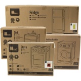 VIGA Spielküche aus Holz, H 54-92 cm, T 36 cm, B 160 cm, 4 Teile/ 1 Set