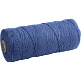 Macramé-Kordel, L 315 M, Dicke 1 mm, Dünne Qualität 12/12, Blau, 220 g/ 1 Knäuel