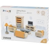 VIGA Puppenhausmöbel, Wohnzimmer, Größe 2x2x7,5 cm, 8 Teile/ 1 Set