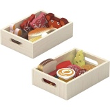 VIGA Spielzeug-Lebensmittel aus Holz, L 30 cm, B 22 cm, 17 Teile/ 1 Pck