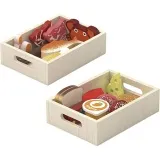 VIGA Spielzeug-Lebensmittel aus Holz, L 30 cm, B 22 cm, 17 Teile/ 1 Pck