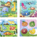 VIGA Kinder-Puzzle mit Knöpfen, H 26 mm, L 22 cm, B 22 cm, 4 Stk/ 1 Pck