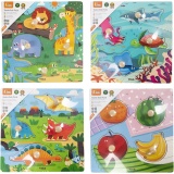 VIGA Kinder-Puzzle mit Knöpfen, H 26 mm, L 22 cm, B 22 cm, 4 Stk/ 1 Pck