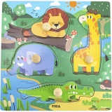 VIGA Kinder-Puzzle mit Knöpfen, H 26 mm, L 22 cm, B 22 cm, 1 Stk