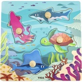 VIGA Kinder-Puzzle mit Knöpfen, H 26 mm, L 22 cm, B 22 cm, 1 Stk