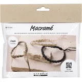 Mini Kreativ Set Makramée, Armband, Schwarz, Olivbraun, Beige, 1 Pck