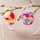 Mini Kreativ Set Pompon, Eier, Sort. Farben, 1 Pck