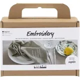 Mini Kreativ Set Sticken, Serviette, Staubgrün, 1 Pck