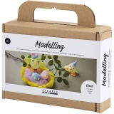 Mini Kreativ Set Modellieren, Osterfamilie, Hellblau, Orange, Pastellpink, Hellgelb, 1 Pck