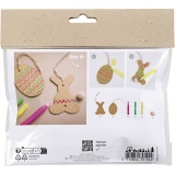 Mini Kreativ Set Dekoration, Ei und Hase, Braun, Grün, Pink, Gelb, 1 Pck