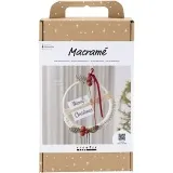 Kreativ Set Makramée, Adventskranz, Moosgrün, Weihnachtsrot, Naturweiß, 1 Pck