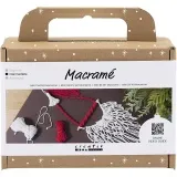 Mini Kreativ Set Makramée, Weihnachtsmann, Weihnachtsrot, Naturweiß, 1 Pck
