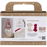 Mini Kreativ Set Macramé, Weihnachtsmann, Weihnachtsrot, Naturweiß, 1 Pck