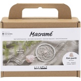 Mini Kreativ Set Macramé, Traumfänger mit Kristall aus Rosenquarz, Hellrosa, Weiß, 1 Pck