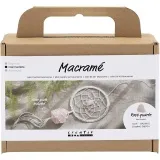 Mini Kreativ Set Macramé, Traumfänger mit Kristall aus Rosenquarz, Hellrosa, Weiß, 1 Pck
