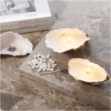 Mini Kreativ Set Kerzengießen , Sojawachskerzen in Austernschalen, Creme, 1 Pck
