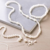 Kreativ Mix Schmuck, Halskette und Armband, Perlmuttweiß, 1 Pck