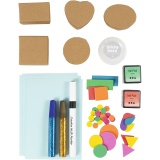 Kreativ Set Stempeldruck, Dekorierte Schachteln und Karten, Beige, Mittelgrün, Mint, Rot transparent, 1 Pck