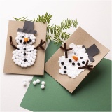Mini Kreativ Set Dekoration, Weihnachtskarten mit Schneemann, Schwarz, Braun, Mittelorange, Weiß, 1 Pck