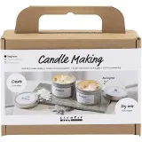 Mini Kreativ Set Kerzengießen, Sojawachskerze mit Aventurin und Amethyst, Creme, Creme, 1 Pck