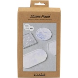 Silikonform, Quadrat, Kreis, Sechseck und Oval, H 1-1,5 cm, D 9-11,2 cm, 4 Stk/ 1 Pck