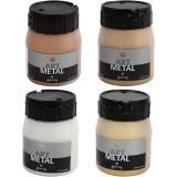 Art Metal Farbe, 5190, 5102, 5104, 5110, Kupfer, Hellgold, Mittelgold, Silber, 4x250 ml/ 1 Pck