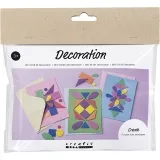 Mini Kreativ Set Dekoration, Dekorierte Karten, Blau, Grün, Pink, 1 Pck