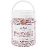 Wachsperlen, Lochgröße 1,3-2,5 mm, Pastellorange, Rosa mattiert, Helllila, Perlmutt, 425 g, 700 ml/ 1 Dose