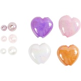 Wachsperlen, Lochgröße 1,3-2,5 mm, Pastellorange, Rosa mattiert, Helllila, Perlmutt, 425 g, 700 ml/ 1 Dose