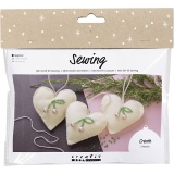 Mini Kreativ Set Nähen, Herzen, Creme, 1 Pck