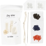 Kreativ Set Kerzengießen, Blasenkerze aus Sojawachs, Beige, Hellblau, Creme, 1 Pck