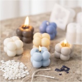 Kreativ Set Kerzengießen, Blasenkerze aus Sojawachs, Beige, Hellblau, Creme, 1 Pck