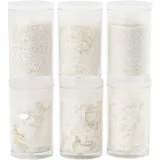 Biologisch abbaubarer Sparkles & Pailletten, Silber, Weiß, 6x7 ml/ 1 Pck