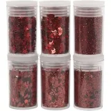 Biologisch abbaubarer Sparkles & Pailletten, Rot, 6x7 ml/ 1 Pck