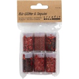 Biologisch abbaubarer Sparkles & Pailletten, Rot, 6x7 ml/ 1 Pck