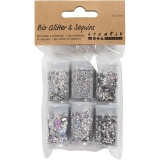 Biologisch abbaubarer Sparkles & Pailletten, Silber, 6x7 ml/ 1 Pck