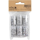 Biologisch abbaubarer Sparkles & Pailletten, Silber, 6x7 ml/ 1 Pck