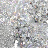 Biologisch abbaubarer Sparkles & Pailletten, Silber, 6x7 ml/ 1 Pck
