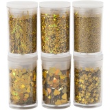 Biologisch abbaubarer Sparkles & Pailletten, Gold, 6x7 ml/ 1 Pck