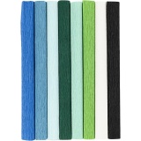Krepppapier, Blatt 25x60 cm, Kreppanteil: 180%, 105 g, Harmonie in Blau-Grün, 8 Bl./ 1 Pck