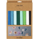 Krepppapier, Blatt 25x60 cm, Kreppanteil: 180%, 105 g, Harmonie in Blau-Grün, 8 Bl./ 1 Pck