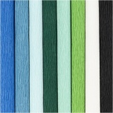 Krepppapier, Blatt 25x60 cm, Kreppanteil: 180%, 105 g, Harmonie in Blau-Grün, 8 Bl./ 1 Pck