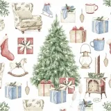 Servietten, Weihnachtsbaum mit Geschenken, Größe 33x33 cm, 20 Stk/ 1 Pck
