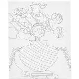 Mal-Leinwand mit Aufdruck, Blumenstrauß in Vase, T 1,6 cm, Größe 24x30 cm, 360 g, 1 Stk